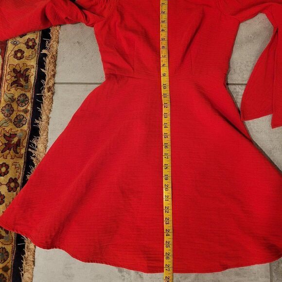 J.O.A. Red Bell Sleeve Off The Shoulder Dress size XS - Picture 8 of 9